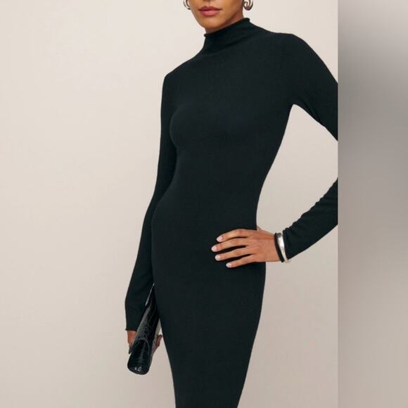 Reformation Fernando Long Sleeve Turtleneck Cashmere Ribbed Knit Maxi Dress Sz S - Picture 8 of 15